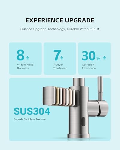 AJO BEND Torneira de pia de cozinha sem toque com pulverizador de puxar para baixo, sensor de movime