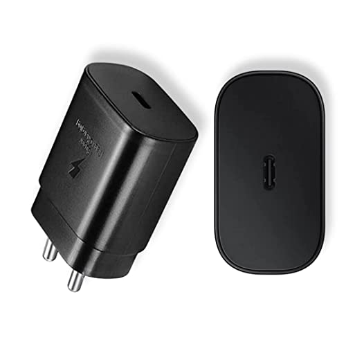 Image of Original 25W Super Fast Charging with Type c to Type c Cable for Samsung Galaxy S21 Ultra 5G |S21+ 5G |S21 5G | M62 |F62 |M21s (+ Cable | Black)