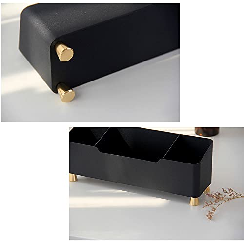 Boîte de rangement de bureau en fer noir à 3 compartiments pour télécommandes - 6