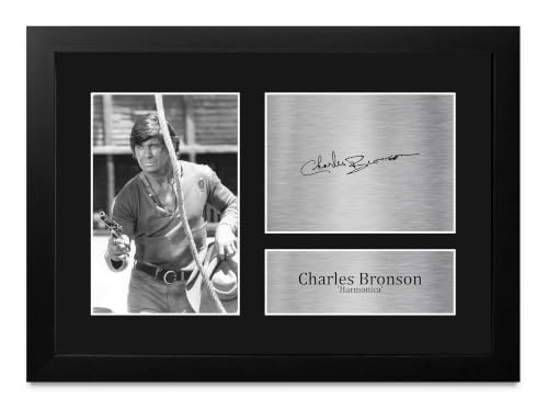 Póster con autógrafo Charles Bronson enmarcado A4 de alta nitidez