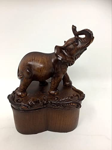 Osiris Trading UK Brown Elephant Heart Shaped Trinket Box Sculpture Ornament Secret Stash Elephants Collection