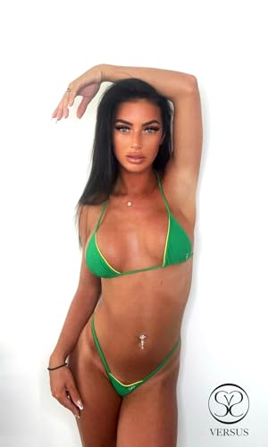 Bikini Rio 2 Pièces Versus maillot de bain triangle et string brésilien jaune vert - 3