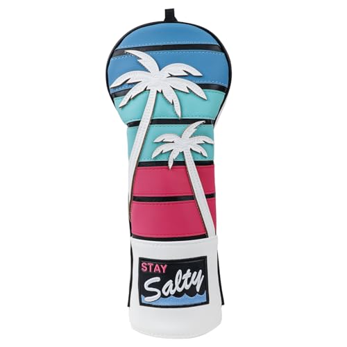 Couvre-club de golf bois et driver motif tropical broderie 3D