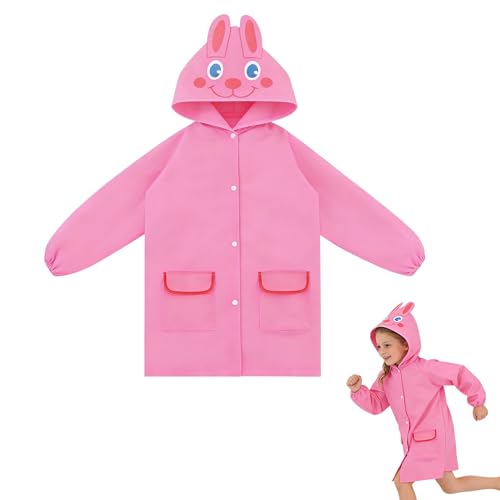 QTORCHE Imperméable Enfant 3-7 Ans (80-130 cm) - Poncho de Pluie avec Capuche pour Fille et Garçon - Manteau de Pluie Nomade Idéal pour l'École et le Vélo - Cape Pluie Enfant Respirante