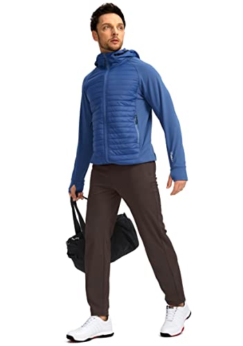 Pudolla Men's Golf Pants Stretch Sweatpants With Zipper Pockets Slim Fit Work Casual Joggers Pants For Men (Brown Medium) #TOP5