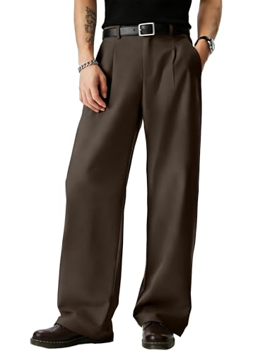 JMIERR Mens Baggy Casual Dress Pants Lightweight Pleated Old Money Wide Leg Pants Loose Relaxed Fit...