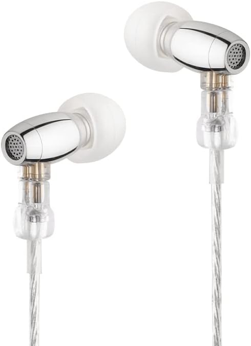 KinboofiHZSOUND Waist Drum in-Ear Monitor, φ6mm DD HiFi Earphone, Stainless Stell Stereod·Mirror Finish Earbuds Wired Headphones with Unique Balance Hole Desigh for Musician Church(No Mic, Silver)