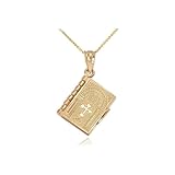 QYAJS Pendant Christian Miniature Readable Bible Necklace Holy Book Prayer Scripture 1.57inch (Chain Length 23.6inch)
