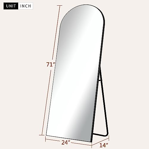 Image of PexFix Arched Full Length Mirror Arched Wall Mirror Floor Mirror with Stand Contemporary Full Length Mirror with Black Wood Frame,71 inchx24 inch