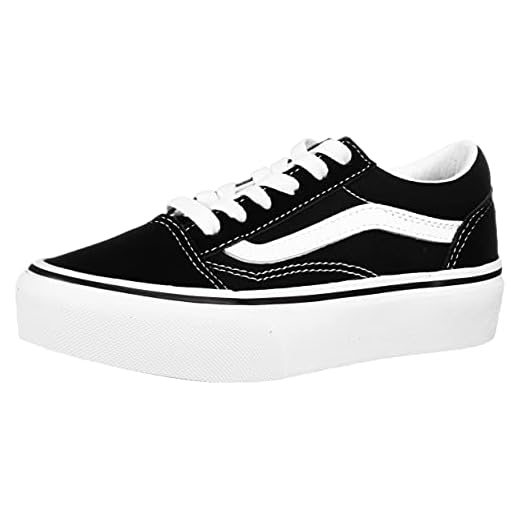 Vans Old Skool Piattaforma Ragazze Suede Lace Up Trainer Scarpe 31 EU Black Suede/True White