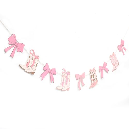 Image of Coquette Bow Cowgirl Boots Banner,Western Cowgirl Boot Decor | Cowgirl Coquette Western Cowgirl Boot