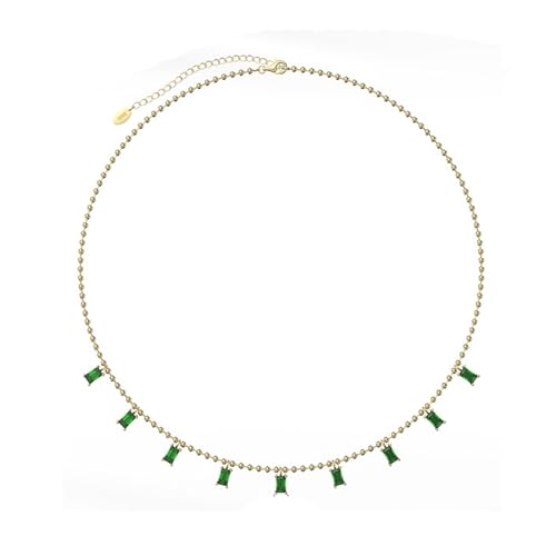 Collier chaîne de perles argent femme avec pendentif rectangle en zircone