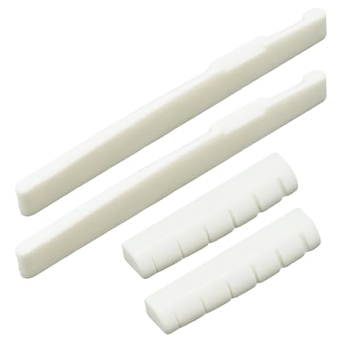 Nextpal 4-Piece Acoustic Guitar Bridge, Bone Nut Set for 6-String Guitars, Real Bone Material Replacement Parts for Enhanced Tone and Sustain White Musical Instruments Accessories