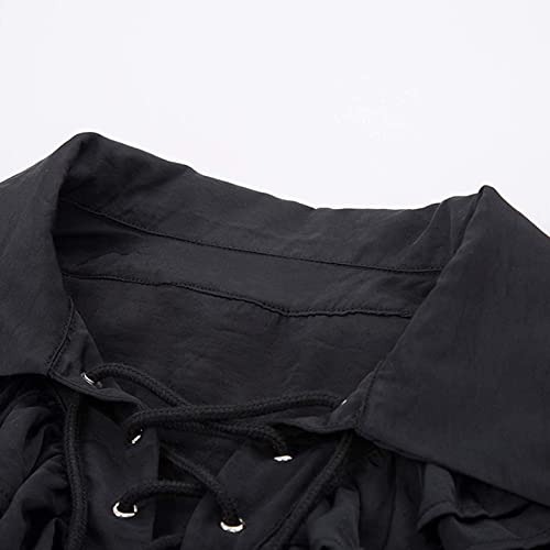 Male Gothic Vintage Court Shirt Drawstring Hem Long Sleeve Puff Sleeve Shirt Big and Tall for Men Polo Shirts for Men3