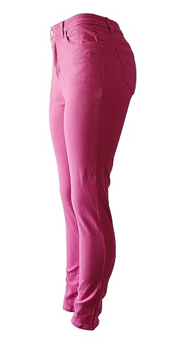 Aodrusa Hot Pink Mom Jeans for Women High Waisted Stretchy Skinny Denim Pants2
