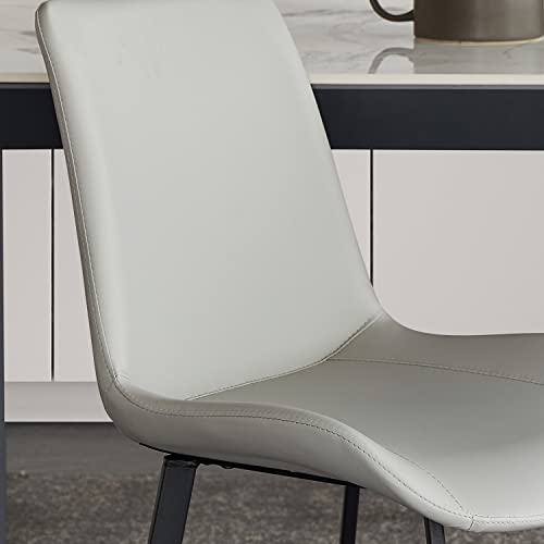 Seonyou Dining Chairs Set Of 6 Light Grey Faux Leather For Kitchen Dining Room, Comfortable Mid Century Modern Chair With Metal Leg, Upholstered Big Side Chair For Living Room, Farmhouse #TOP2