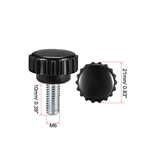 Uxcell M6 X 10Mm Metric Male Thread Knurled Clamping Knobs Grip Thumb Screw On Type Plastic Threaded Hand Bolt Knobs Black 8 Pcs #TOP1
