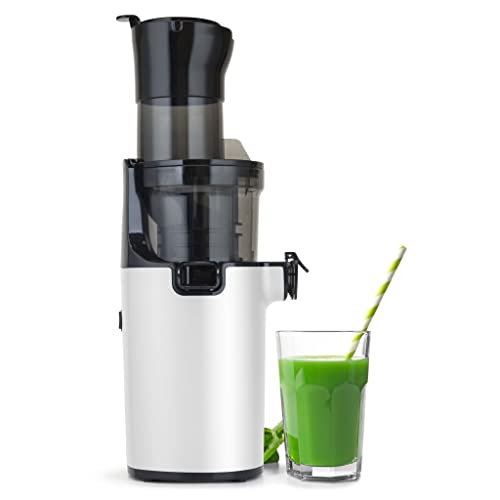 Shine Kitchen Co. SJX-1 Easy Cold Press Juicer with XL Feed Chute and Compact Body (White)
