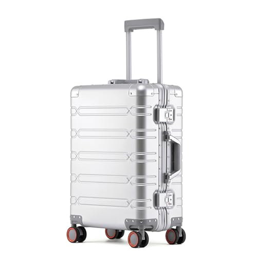 Aluminum Frame Luggage with Spinner Wheels, Zipperless Polycarbonate Hard Shell Suitcase, 29 Inch-silvery 23.8 × 13.2 × 32.7 inches