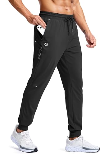 G Gradual Men's Joggers with Zipper Pockets Athletic Workout Gym Pants Stretch Running Track Jogging Sweatpants for Men(Black,M)