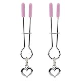 Nipple Clamps Clip for Women Men Adjustable Metal Body Clamps for Women Non-Piercing Body Rings Faux Body Jewelry (Pink)