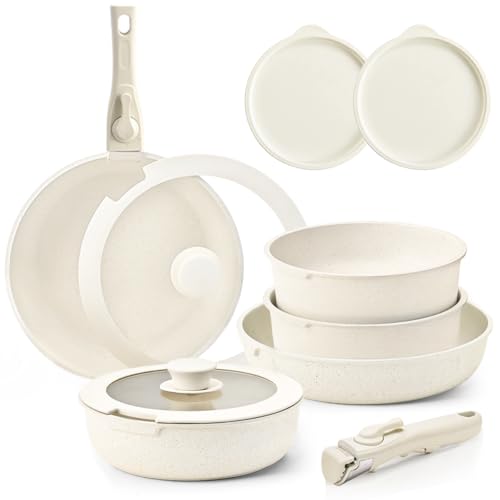 Opiniones y reviews de Cacerolas los preferidos por los clientes. 43 SYNMORE Juego de 11pzas Sartenes Antiadherentes con Mangos Desmontables, Batería de Cocina Sin PFOA Apto para Hornos, Lavajillas y Todas las Estufas