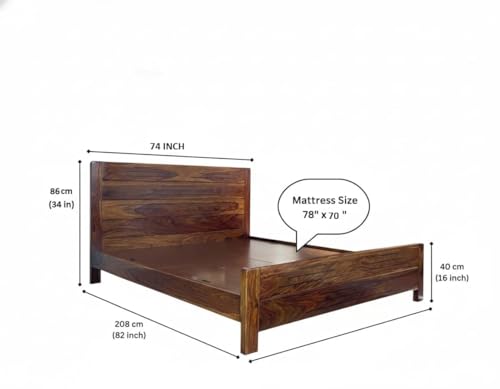 Image of Solid Sheesham Wood Bed Wooden Dreamy Nights Bed for Bedroom and Home Furniture | (Bed-2)