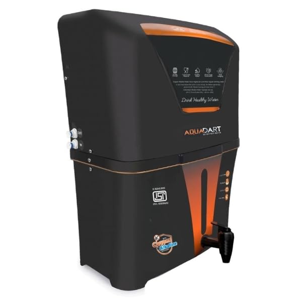 Image of AquaDart Copper + Alkaline RO Water Purifier 12L RO+UV+UF +TDS Control+UVPurified Water with Goodness of and Alkaline Copper RO Water Purifier, Black