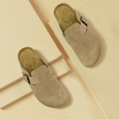 Image of Kids Suede Clogs Boys Girls Sandals Cork Footbed Toddler Slip-on Slippers Indoor Outdoor Cute Sandals Classic Adjustable Buckle