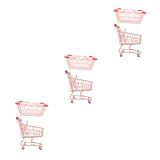 ULTECHNOVO 3 Juegos De Cesta De La Compra Carro para Niños Mini Carrito Rodante Muebles De Casa De Muñecas Muebles En Miniatura Mini Muebles Carretilla De Juguete Muebles para Niños Casa