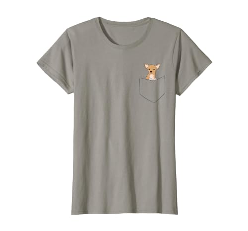 Cute Chihuahua Dog in Pocket Funny Chihuahua T-Shirt, Women, Slate Grey, XX-Large