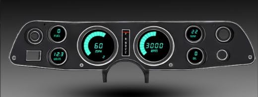 Intellitronix Digital Dash Replacement Panel Compatible for 1970-1981 Camaro Digital Gauge Cluster, Teal LED Display, Speed, Oil & Temp Senders Included Teal DP4002T