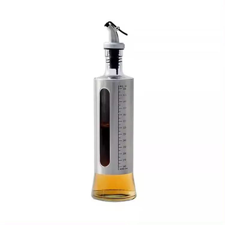 Prabas Kitcher | Glass Oil Dispenser Bottle with Stainless Steel Cover and Measurment | Leak-Proof Auto Flip Non-Drip Spout | Perfect Oil, Sauces, and Vinegar | Leak and Spill Proof | 500 ml - 1 Qty (B0D7Q9LV5W) Amazon Price History, Amazon Price Tracker