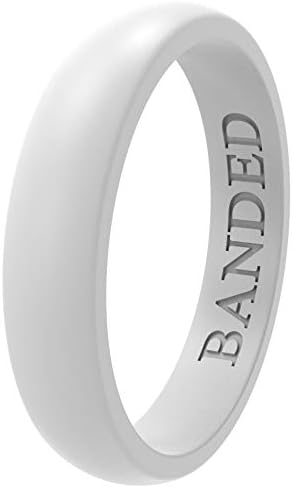 BANDED GLORY Silicone Wedding Ring for Women Rubber Wedding Bands - Skin Safe, Soft - 5.5mm Classic Women's White 7