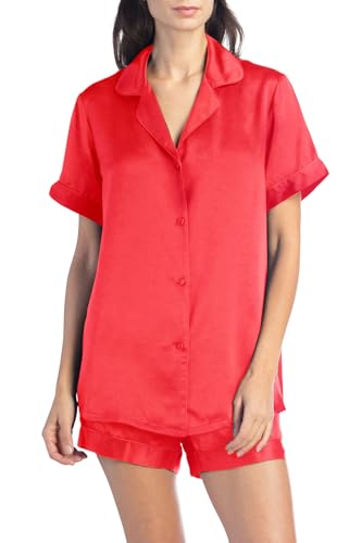 Image of Fishers Finery Women's 100% Mulberry Silk Short Pajama Set; Short Sleeve