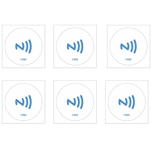 LINQS® - High Memory NXP NTAG216 RFID/NFC Tag Stickers (Pack of 6) | Waterproof | Compatible with All NFC Phones and Readers