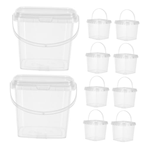 SOLUSTRE 10 Piezas Barril de plástico Mangos de Esponja decoración de Placa de difusión recipientes Transparentes envases Reutilizables Cubo de Hielo de plástico Cubo de Mermelada