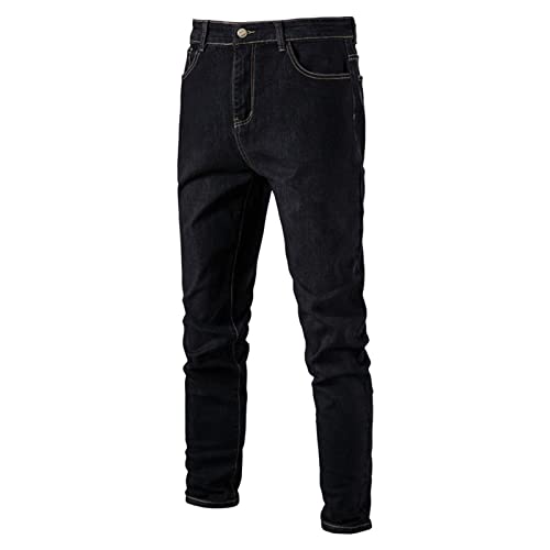 Jean stretch déchiré homme coupe ajustée ajustée pantalon noir zippé