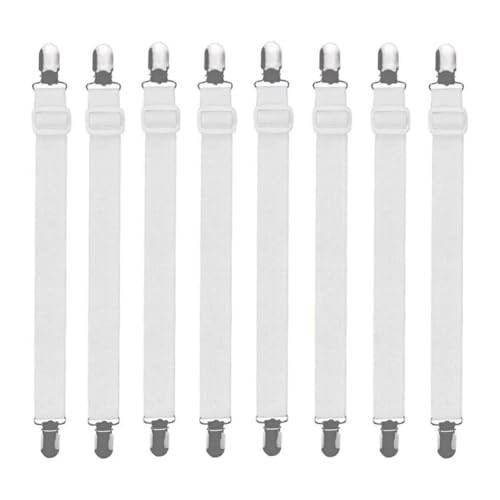 Bosiyrggrl 8 Piezas/Juego de Clips Elásticos para Sábanas, Clips de Doble Extremo, Sujetadores Fijos para Sábanas, Longitud Ajustable 35-70