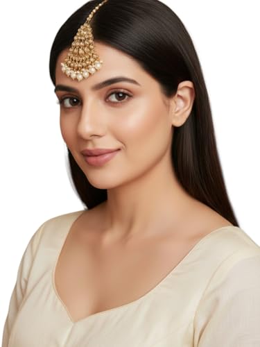 Image of Gold Plated Stone Studded Maang Tikka Head Jewellery For Women and Girls