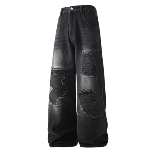 Men Ripped Jeans Straight Leg Jeans Wide Leg Pants Hip Hop Clothing