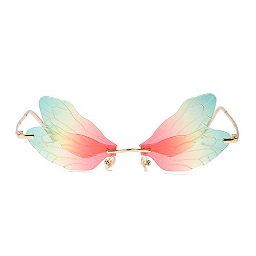 Image of ENTHYI Dragonfly Wing Shape Sunglasses for Women /Men Frameless Irregular Glasses Shades Party Sun Glasses