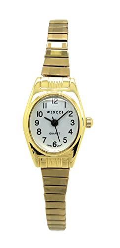 Montre classique femme ovale dorée avec son bracelet élastique confortable
