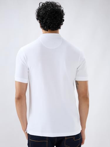 Image of Raymond Men Slim Fit Solid Pattern Pure Cotton Half Sleeve Polo Neck Casual T-Shirt