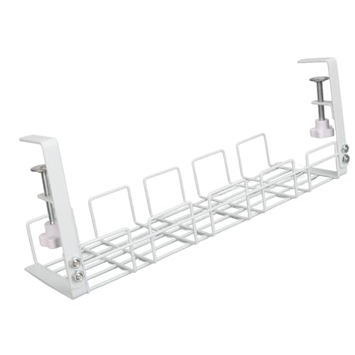 Organizador de cables bajo el escritorio, bandeja para manejo de cables para oficina y hogar (Blanco) miniatura 7