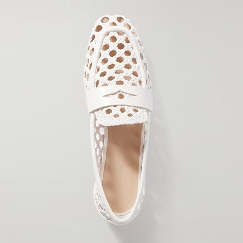 Image of Woven Penny Loafers for Women Slip On Loafers Shoes Dressy Casual Comfort Woven Closed Round Toe Flats Shoes Moccasins Work Office Church Daily Walking Business