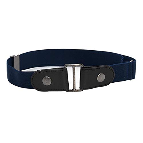 gazechimp Cinto Elástico De Couro Sem Fivela Para Homens E Mulheres Sem Bojo Cinto Invisível - Azul