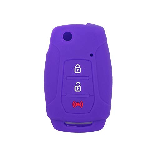 BROVACS Silicone Cover Protector Case Holder Skin Jacket Compatible with SSANGYONG 3 Button Flip Remote Key Fob CV4631 Deep Purple