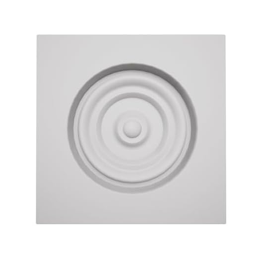 2 1/2"W x 2 1/2"H x 7/8"P Americraft Solid Paint Grade Wood Bullseye Rosette with Squared Edge, Primed Pine