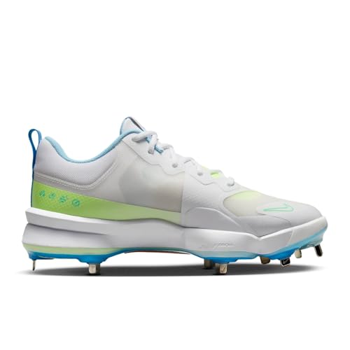 Nike Nike Force Zoom Trout 9 Pro Low Metal Baseball Cleats, 7.5 (White/Barely Volt/Aquarius Blue/Photo Blue, US Footwear Size System, Adult, Men, Numeric, Medium, 7.5)